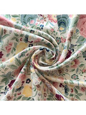 Vintage Smithsonian Institution Silk Floral Scarf 31" Pastel Colors Made In Japa